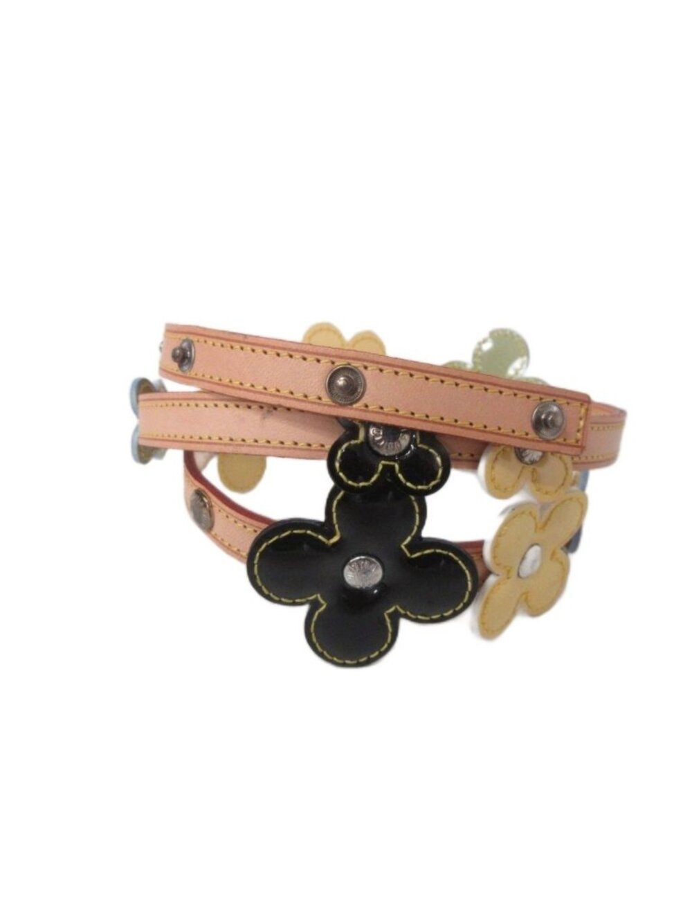 Louis Vuitton Choker Vernis Ceinture Fleur Vachetta Leather Flower Motif Brown